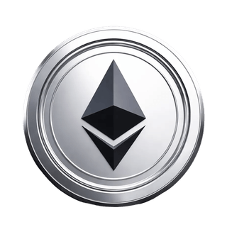Élément graphique flottant illustrant la pièce Ethereum (ETH)